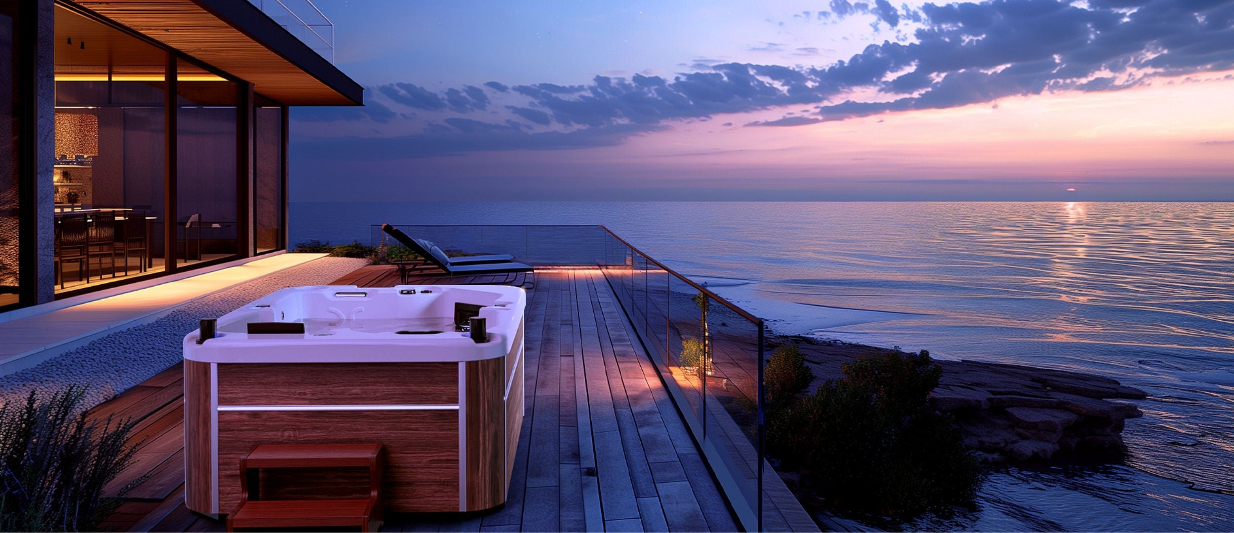 Jacuzzi extérieur dans un jardin