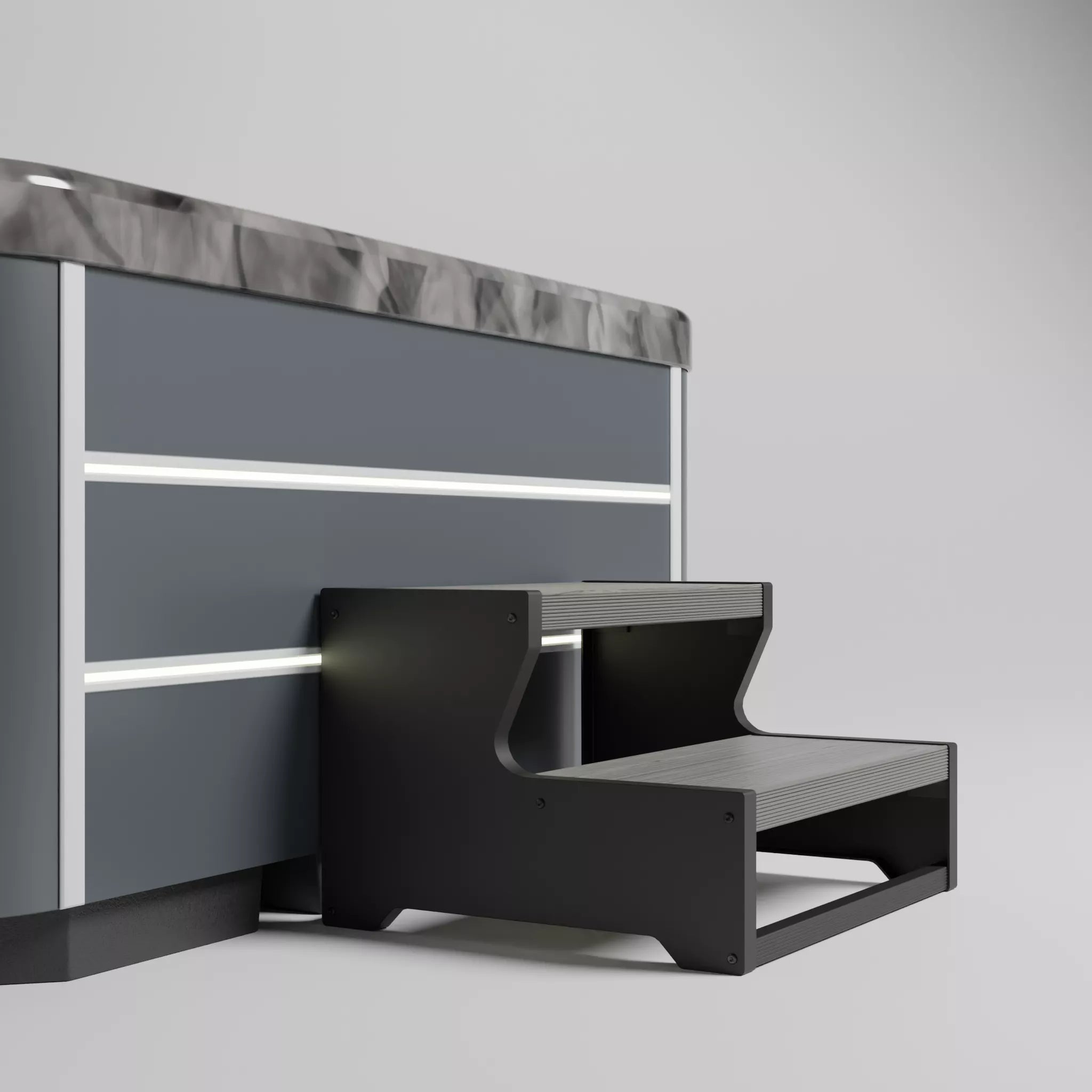 Marche pour Spa grise anthracite en aluminium - Quality Spa