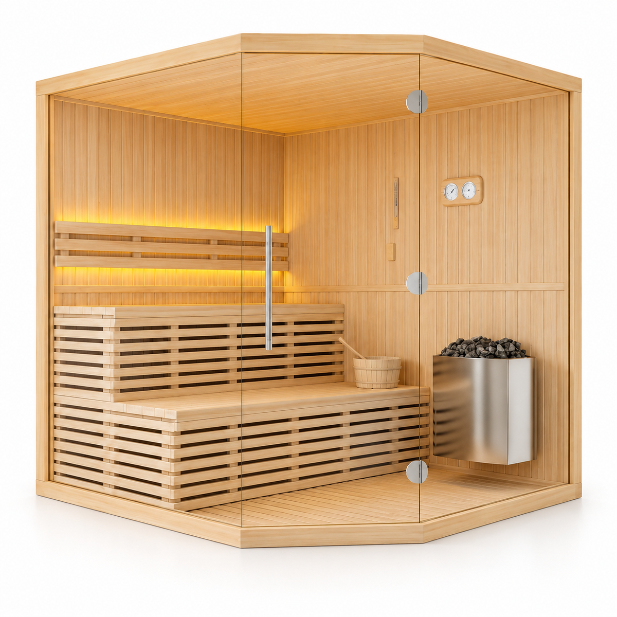 Sauna d'angle Traditionnel 6 places Laponia