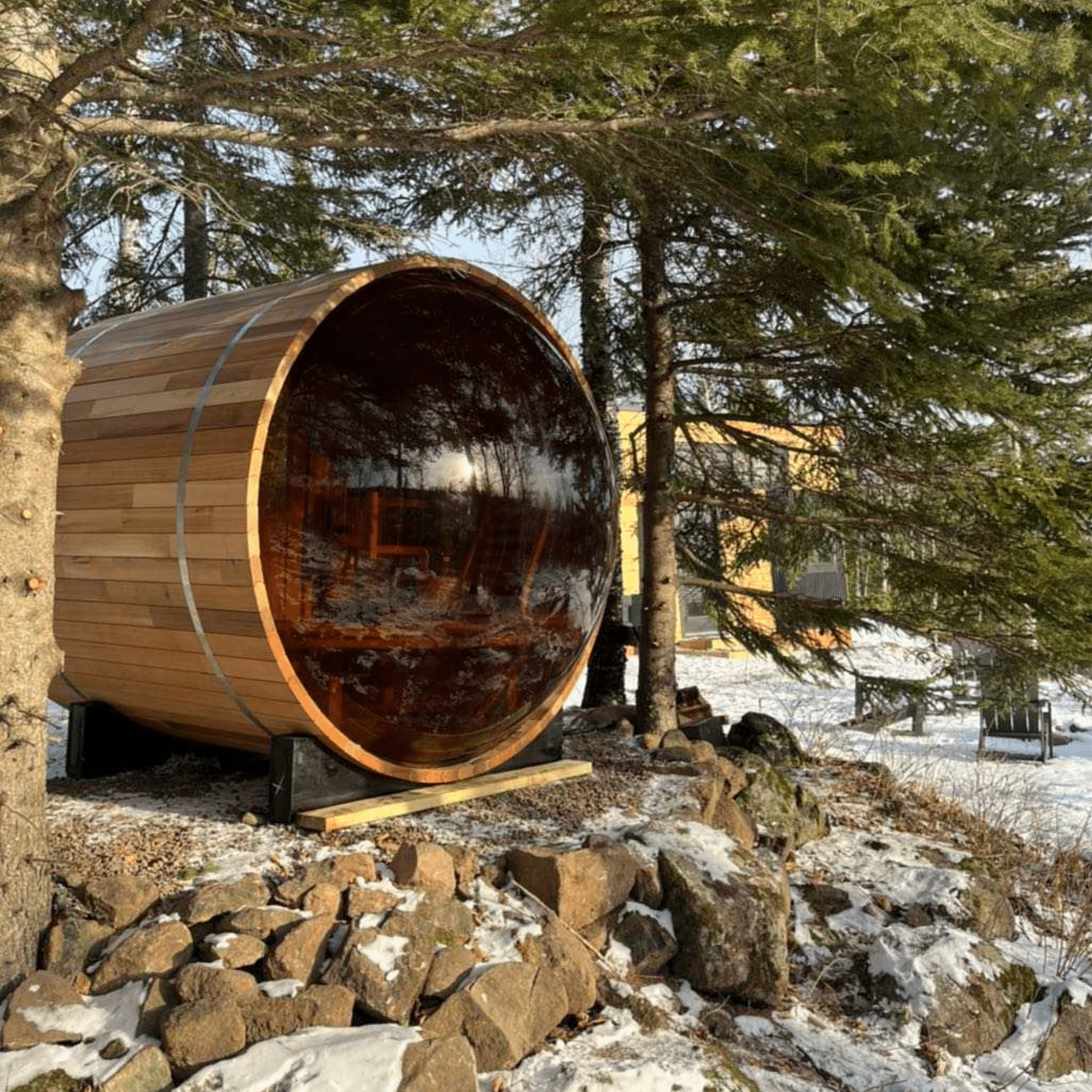 Sauna Tonneau 240x180cm avec vue panoramique - Quality Spa