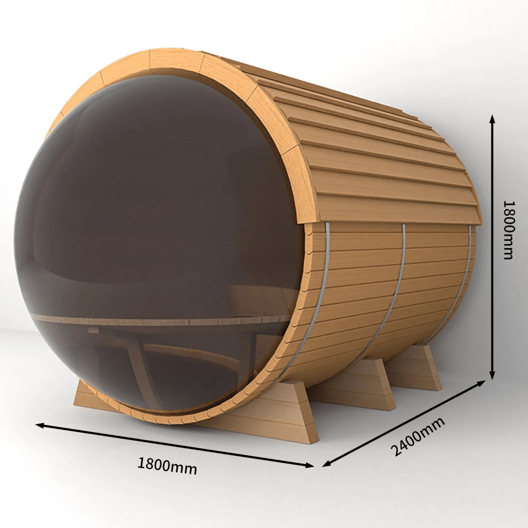 Sauna Tonneau 240x180cm avec vue panoramique - Quality Spa