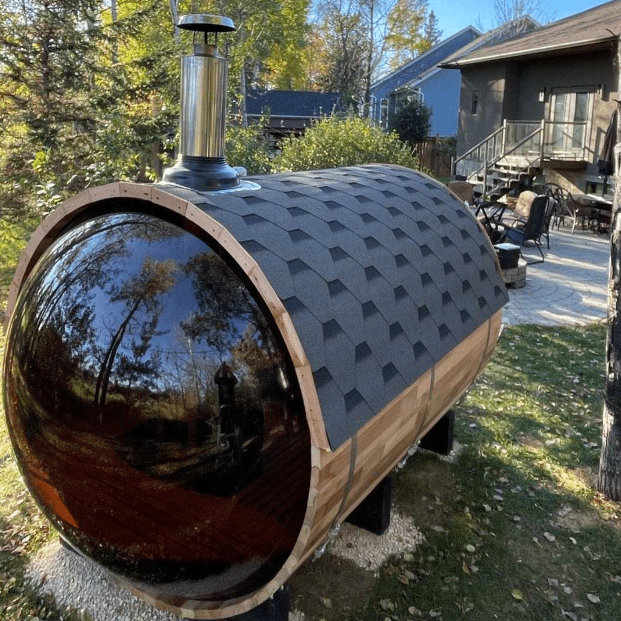 Sauna Tonneau 240x180cm avec vue panoramique - Quality Spa