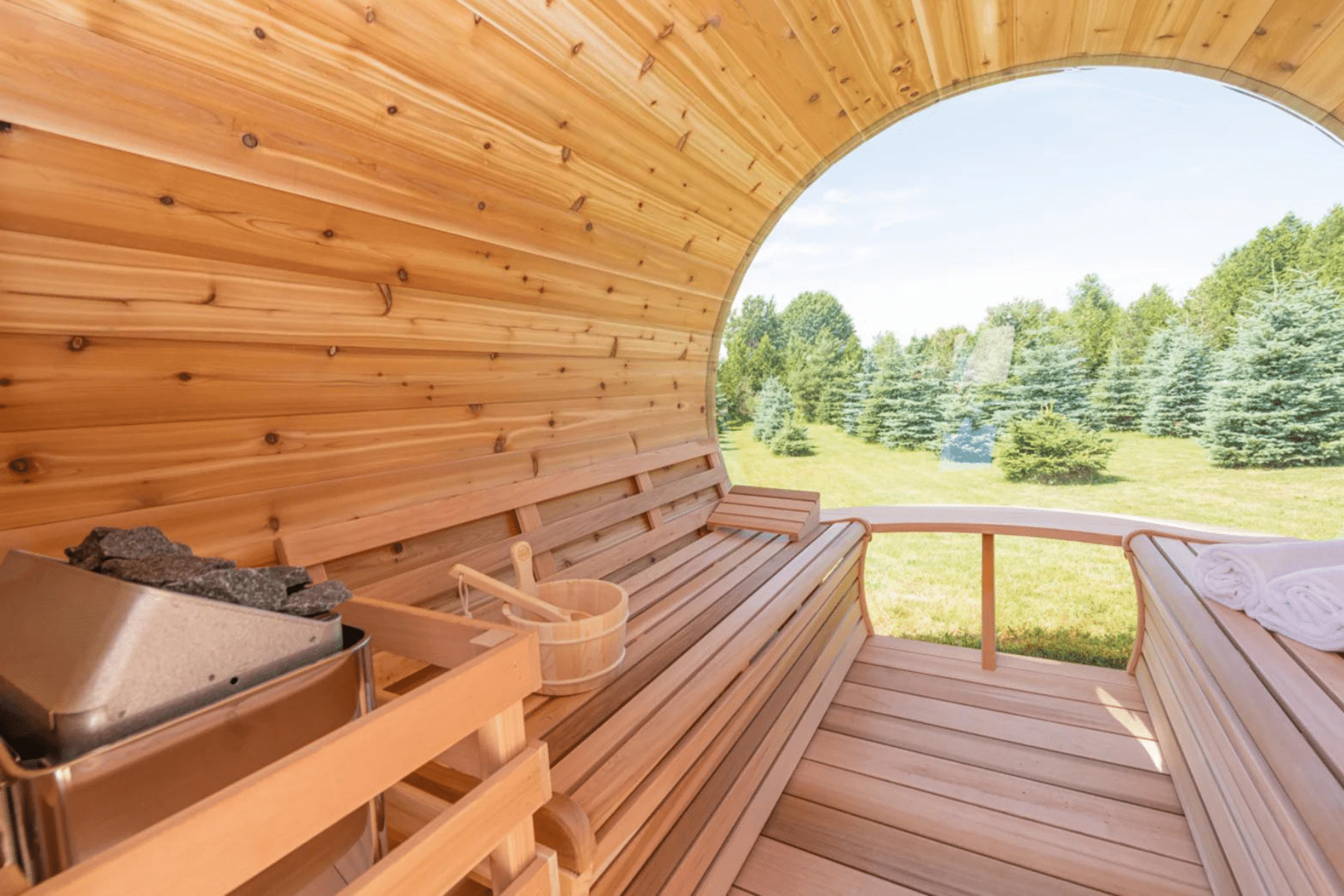 Sauna Tonneau 240x180cm avec vue panoramique - Quality Spa